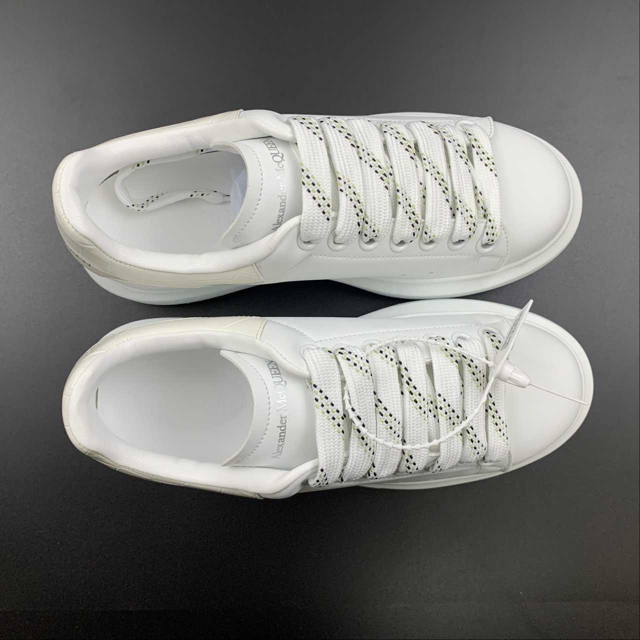 Alexander McQueen Oversized Sneaker White Croc Heel Mesh Dot Laces Unisex Leathe