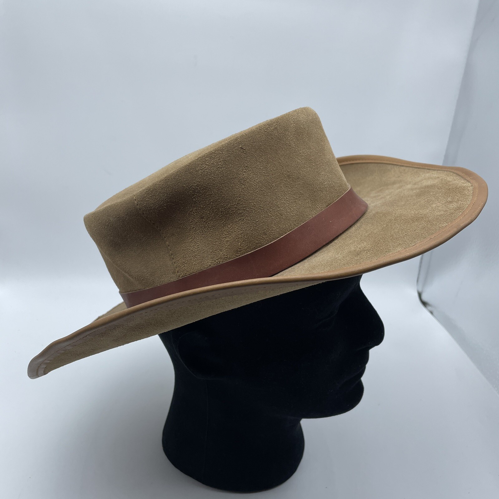 Winfield Cover Co Hat Medium Cowboy Hat Brown Leather San Francisco Wire Brim