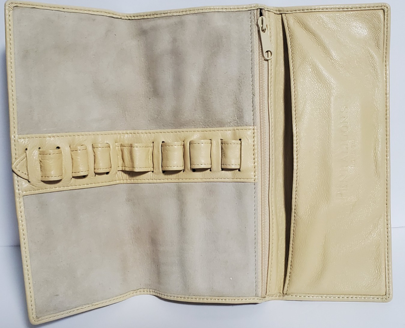 Penhaligon’s Nappa Leather Beige Leather Makeup Brush Holder Travel Pouch