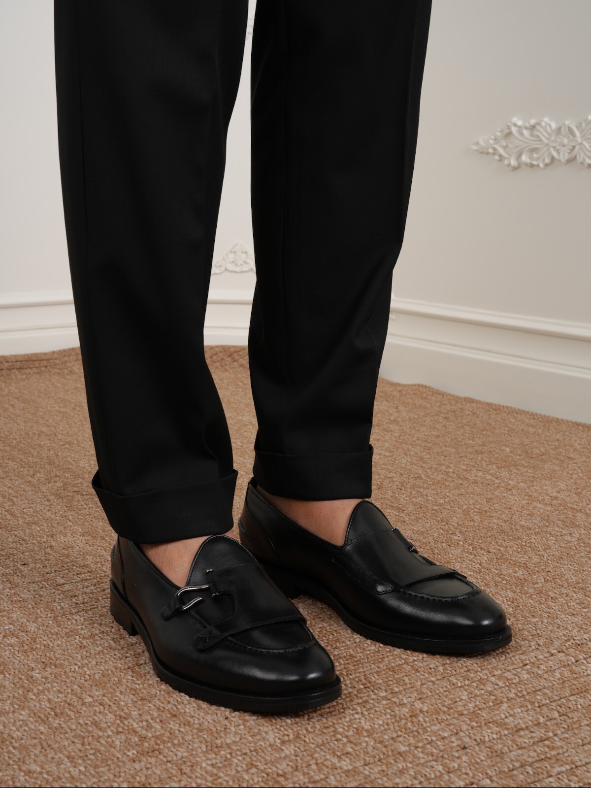 Men’s Premium Italian Style Leather Shoes loafers with Silver Buckle – Parez