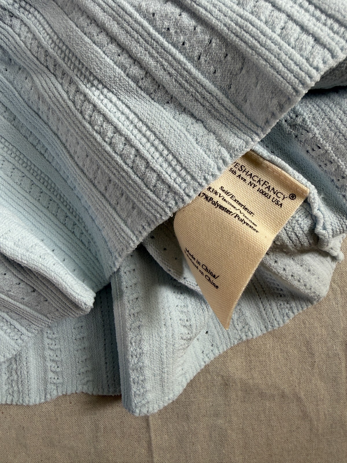 LoveShackFancy Zoriah Pointelle Cardigan in Icicle Blue