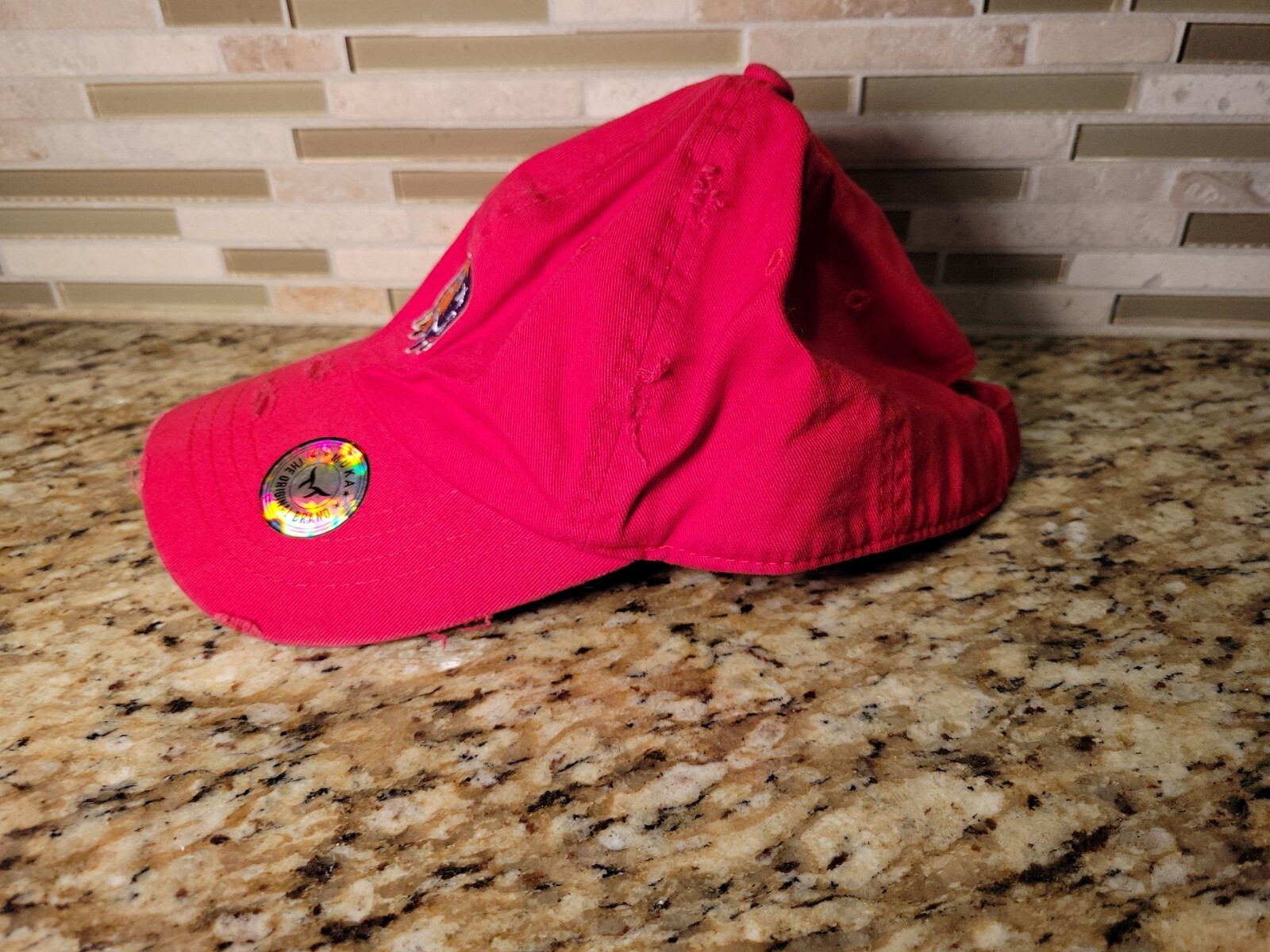 Muka hat Cap Red Adjustable One Size Fits All The Original Brand Distressed