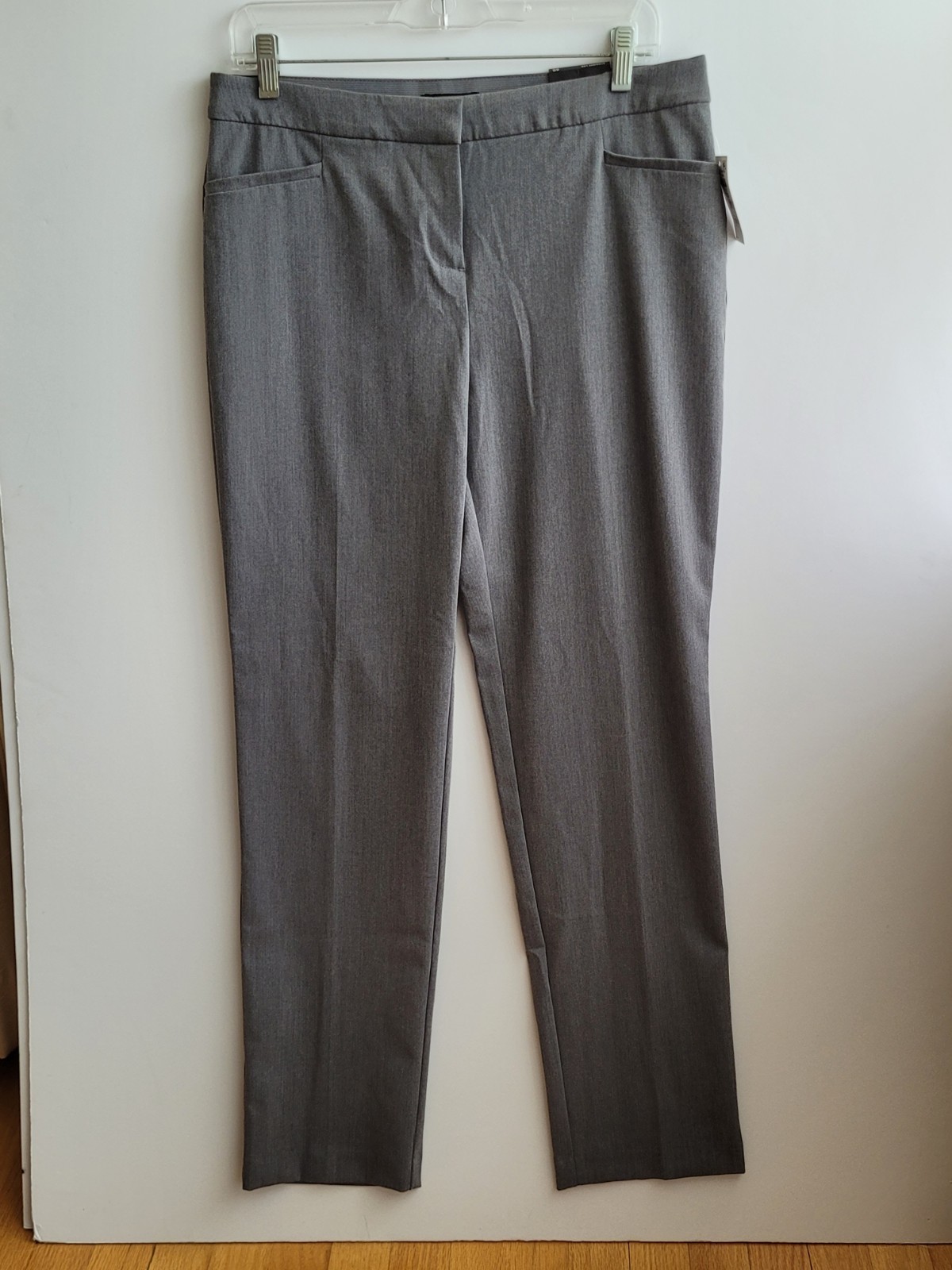NEW 6 Short Alfani Womens Modern Straight Leg Comfort Waist Pants Pepper Gray