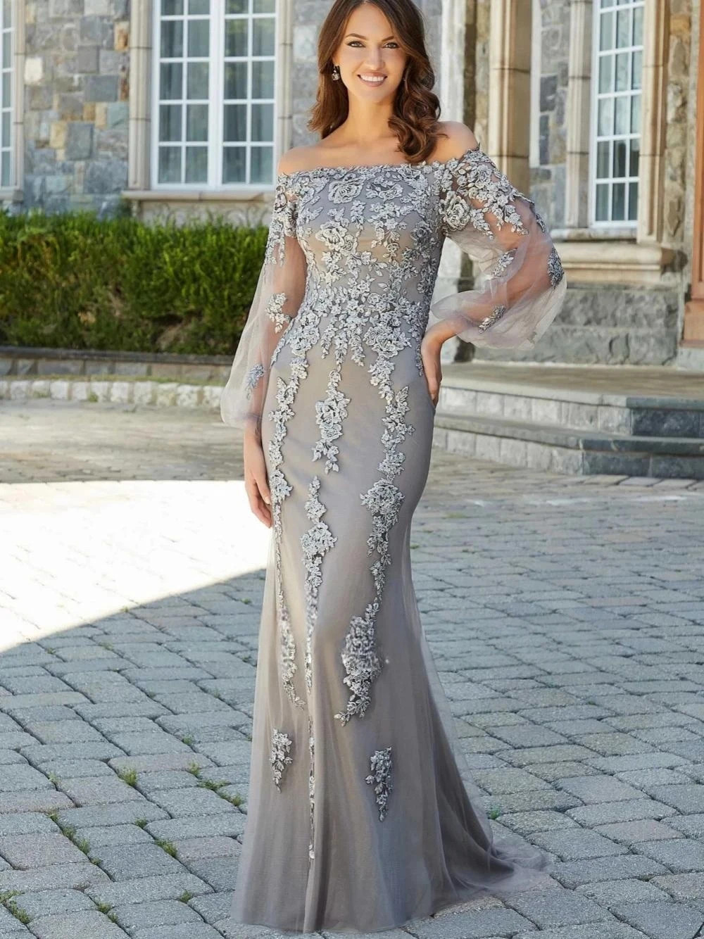 Graceful Off The Shoulder Mother Of The Bride Dress For Wedding Lace Appliques