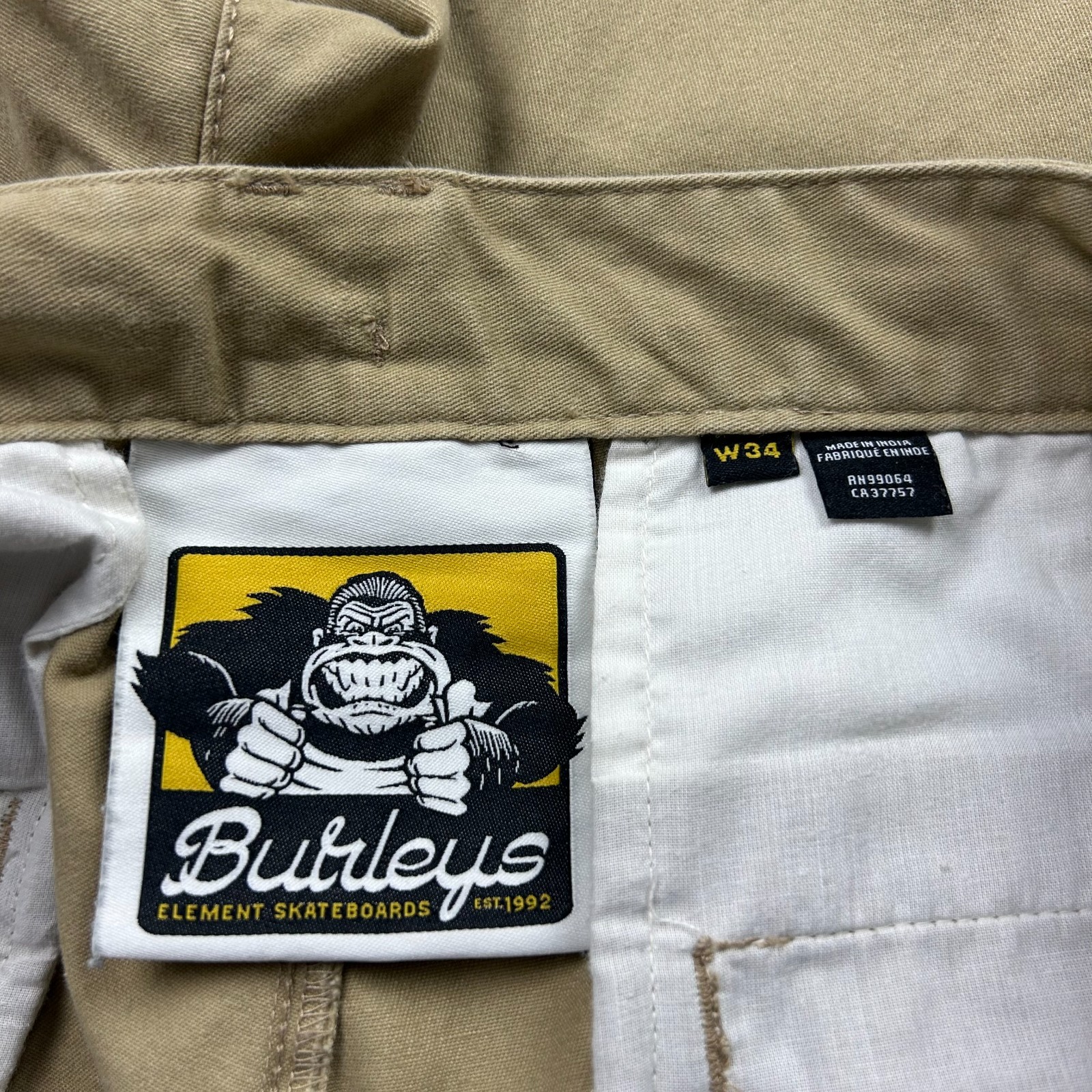 Element Donny Barley Burleys Chino Pant Size 34×29 Tan Wide Street Skate