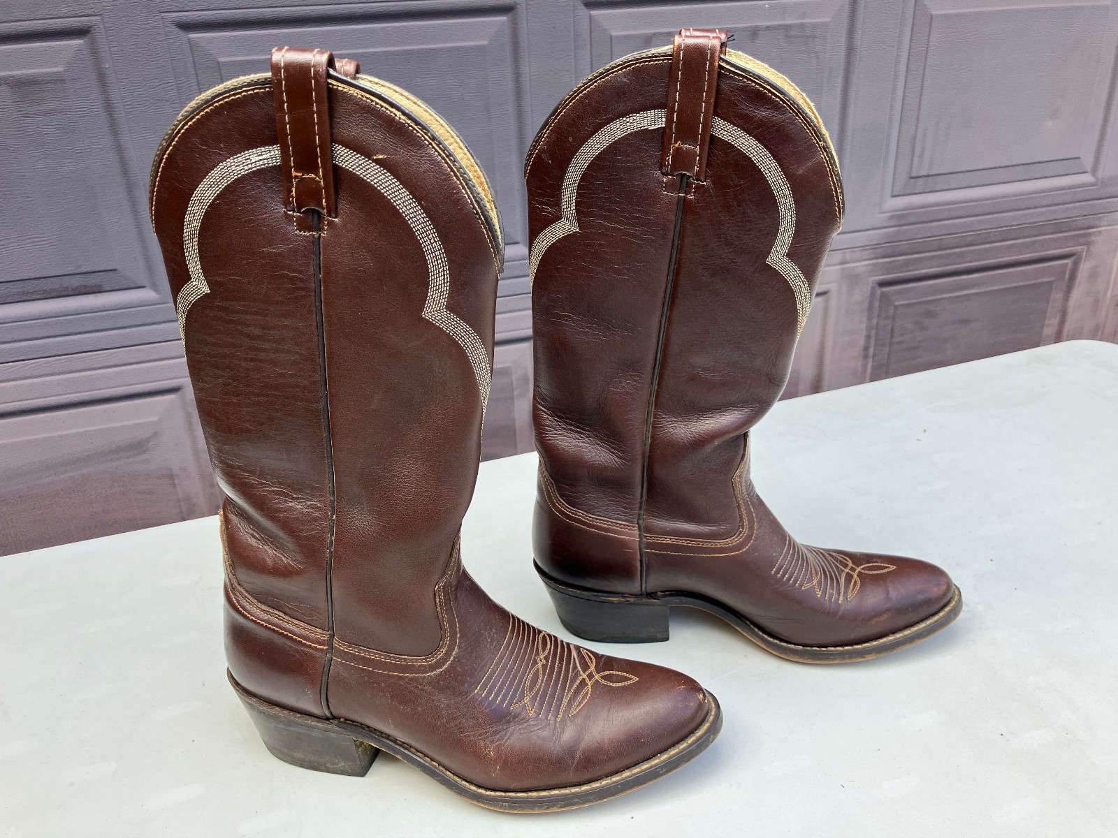Cowboy western boots ACME 7D 7 D circle A vintage womens brown 1694
