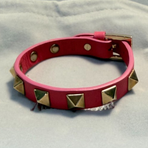VALENTINO GARAVANI Rockstud Leather Bracelet Pink Charity 8.5in DS42
