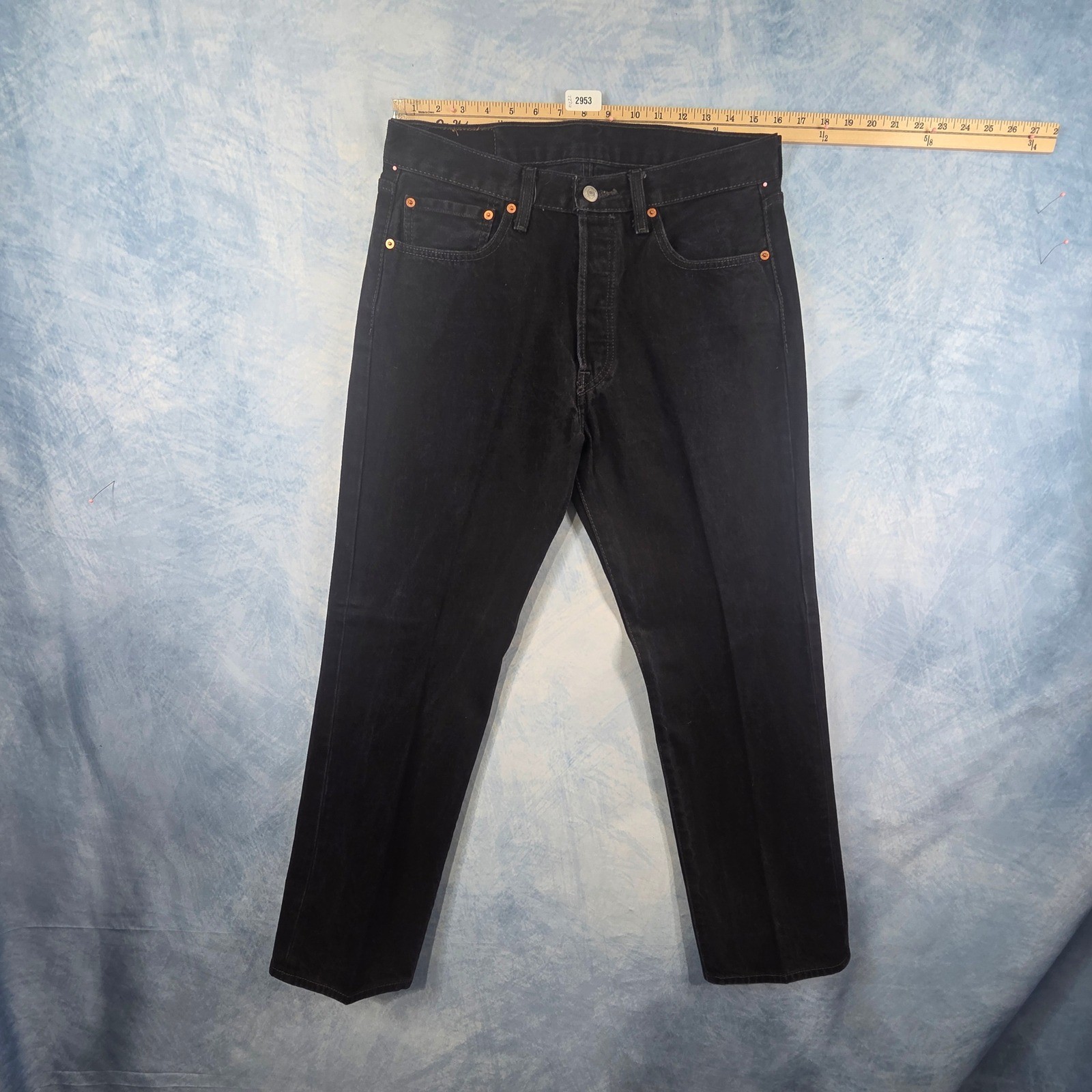 Levis 501 Original Fit Black Denim Jeans Mens 33×30 Button Fly Straight Leg