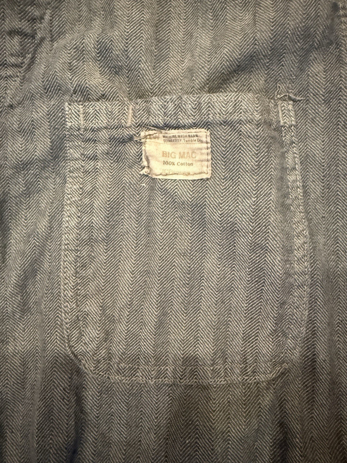 Vintage JC Penney Big Mac Herringbone Twill Workwear 42L Coveralls Jumpsuit Blue