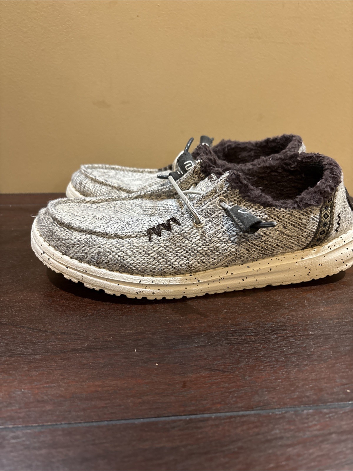 Hey Dude Wendy Salt And Pepper Brown White Slip-On Comfort Women’s Size 6 Shoes