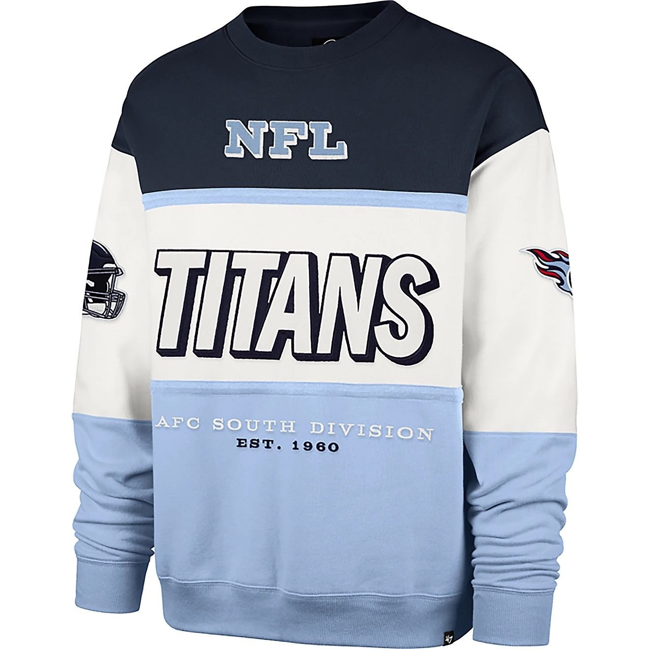 NEW 47 Brand Tennessee Titans NFL Crewneck Sweatshirt Blue Cream Maximalist XL