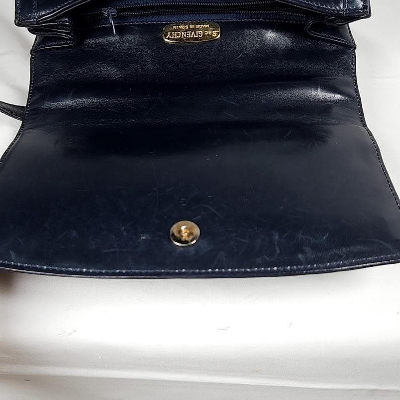 Auth Givenchy Vintage 4G Logo Canvas Leather 2Way Handbag Navy White From Japan