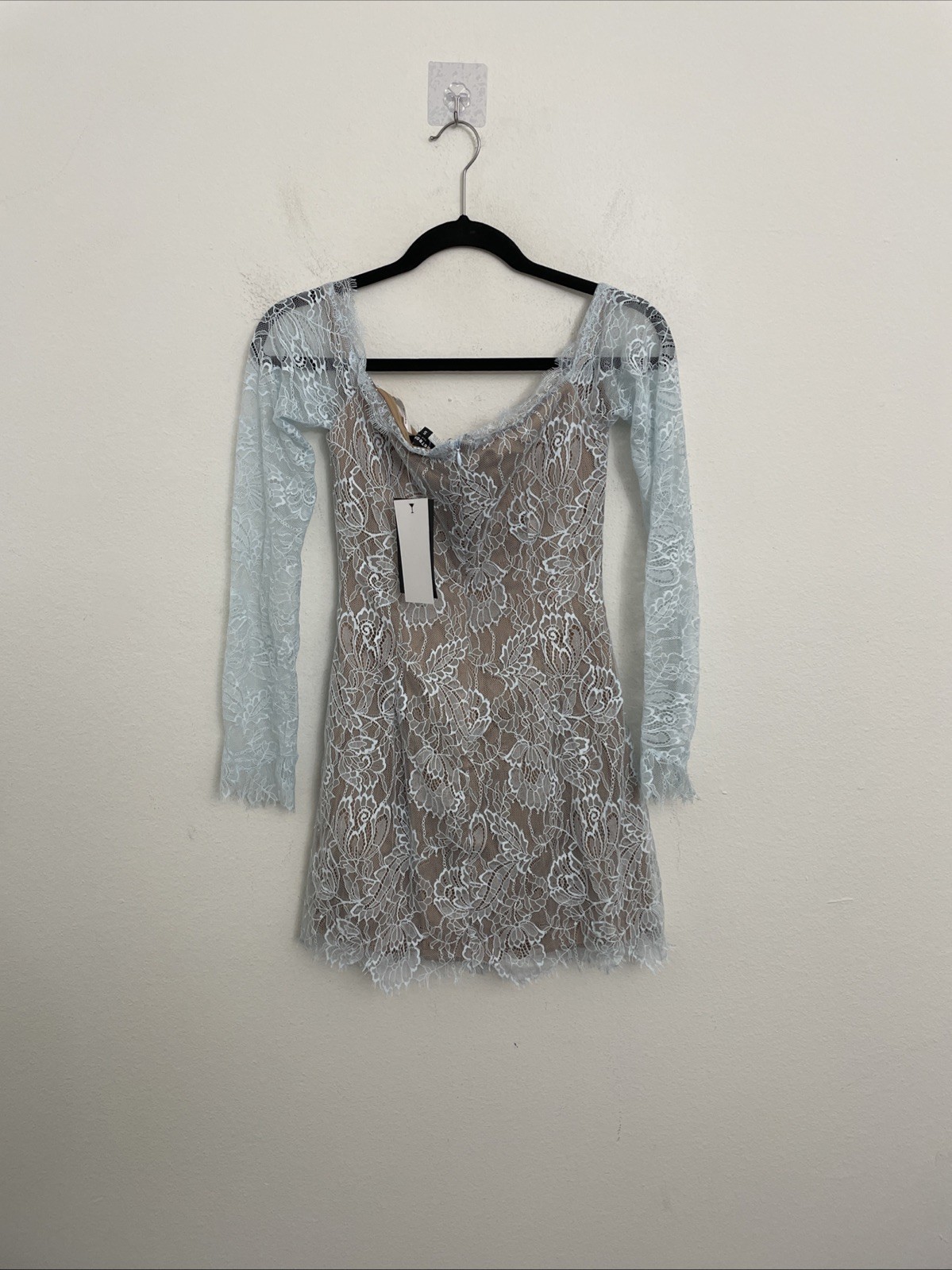RETROFETE Aino mini Dress lace ice blue off the shoulder size S NWT $528msrp