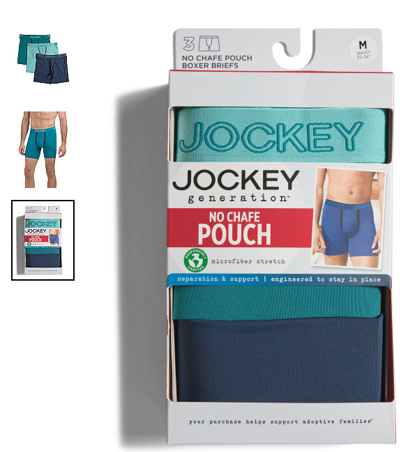 Jockey Men’s Boxer Briefs 3 Pack Medium 32-34 Blue Teal Chafe Proof Pouch New