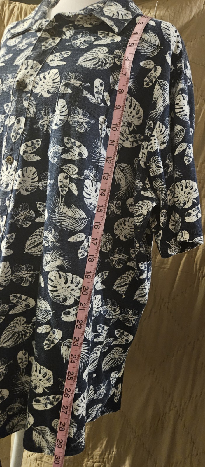 George Hawaiian Floral Button-Up Point Collar Blue/White Men’s 2XL Big & Tall