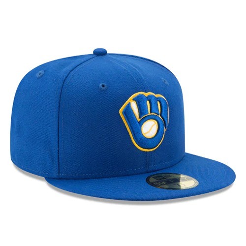 New era Milwaukee Brewers Blue Fitted Hat MLB 2017 Alt Kids Youth Boys Cap