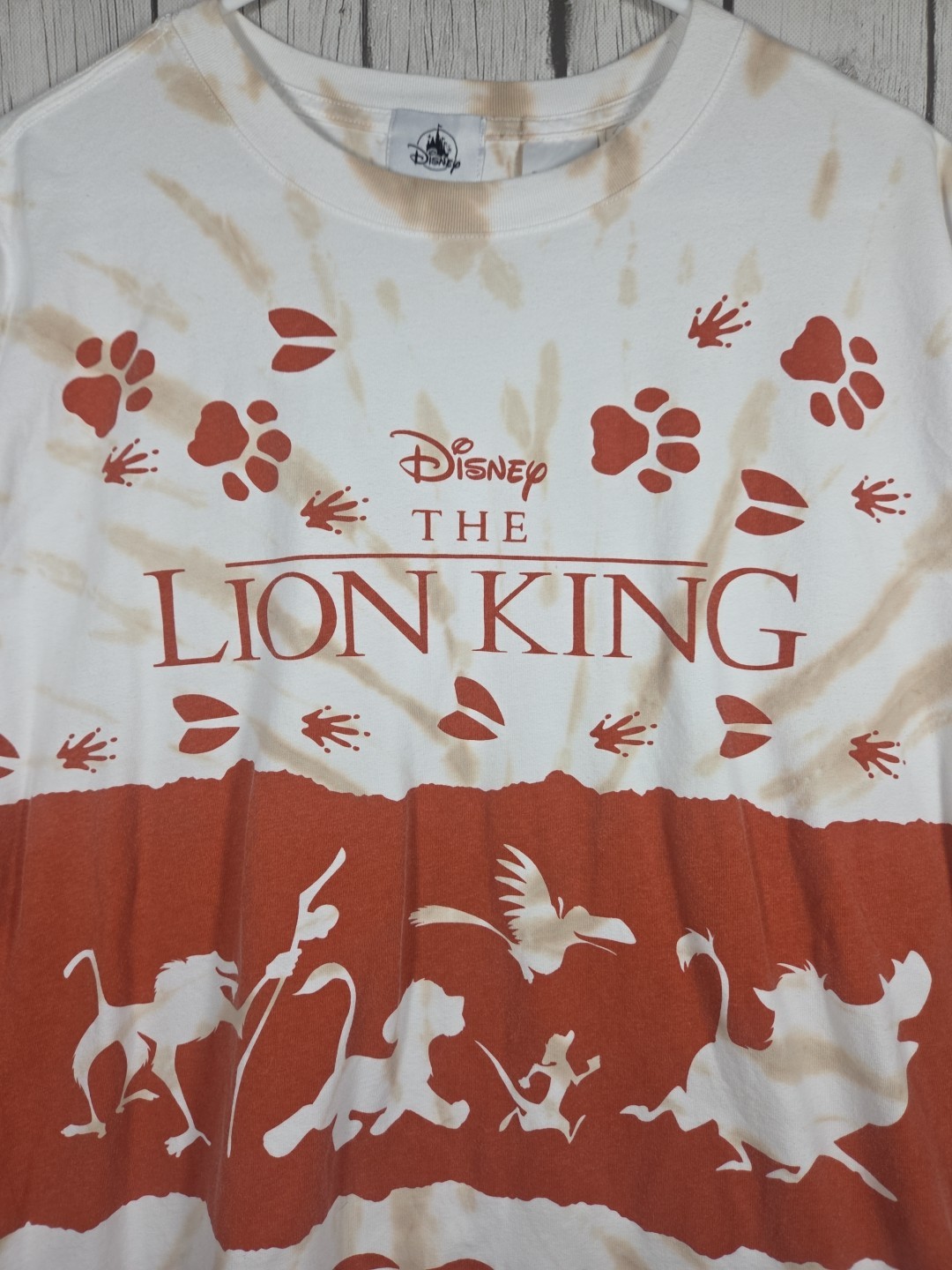 Disney The Lion King TShirt White Orange Size XL Tye Dye Simba Timon Pumba Print