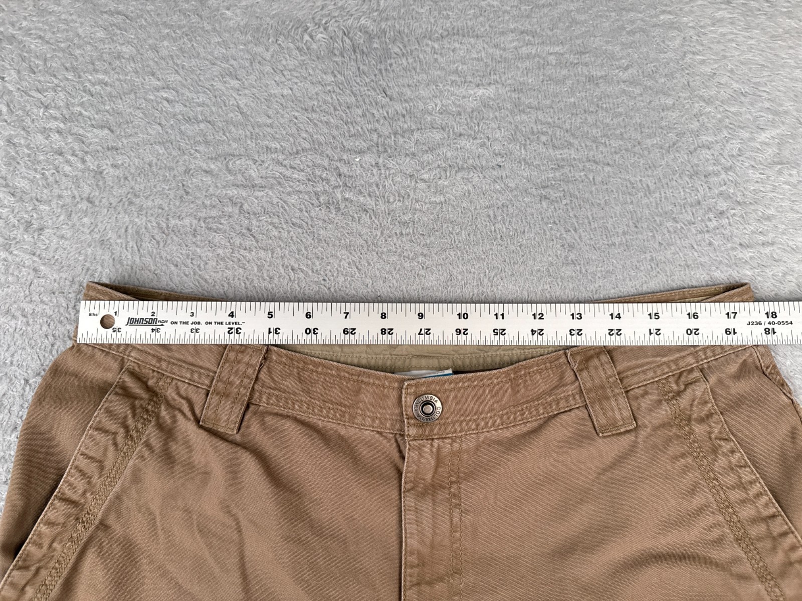 Columbia Shorts Men 36 Brown Cargo 100% Cotton Duck Fabric 9″ Hike Camp Fishing