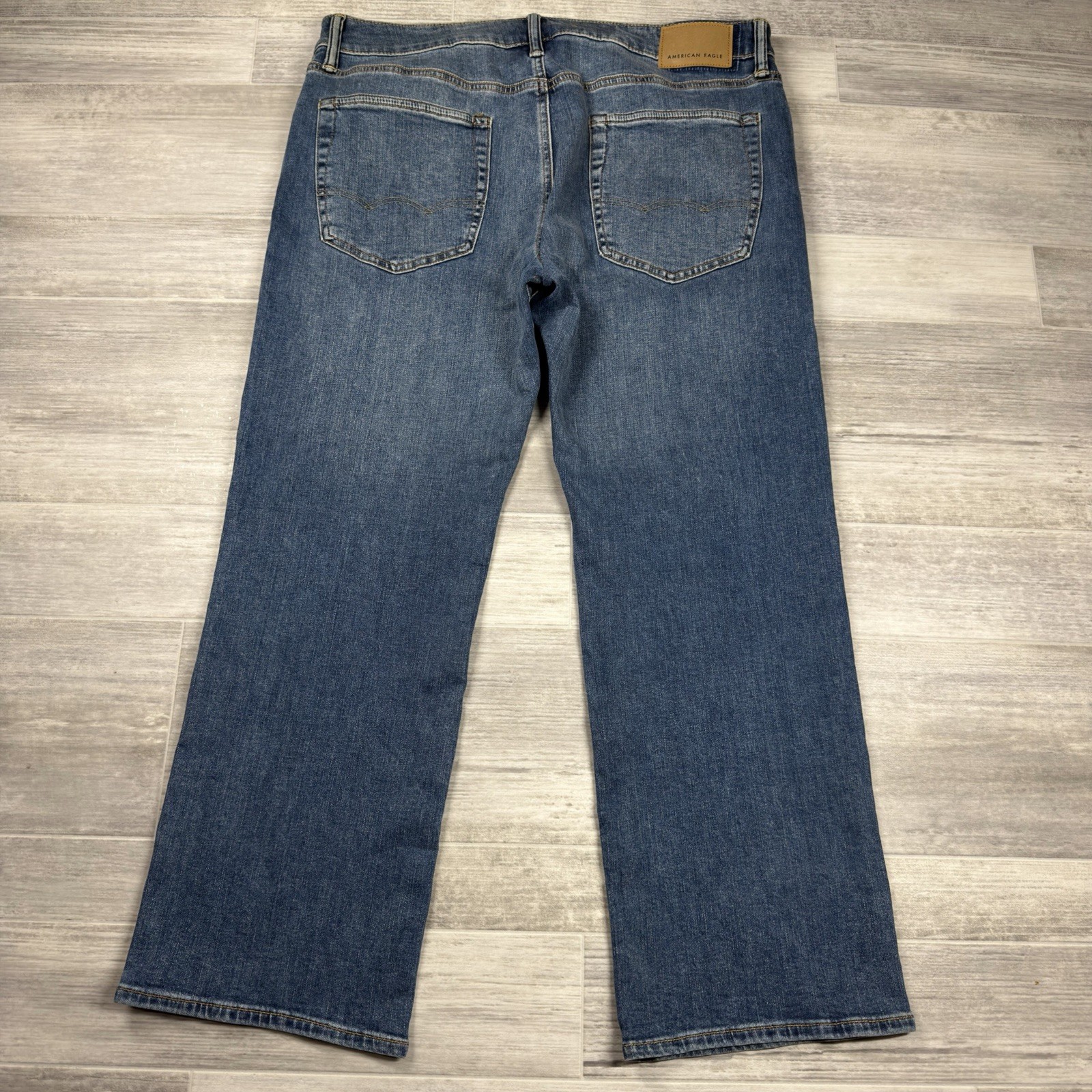 American Eagle Men’s Original Bootcut Airflex+ Jeans Blue 36×30* Whiskers NWOT