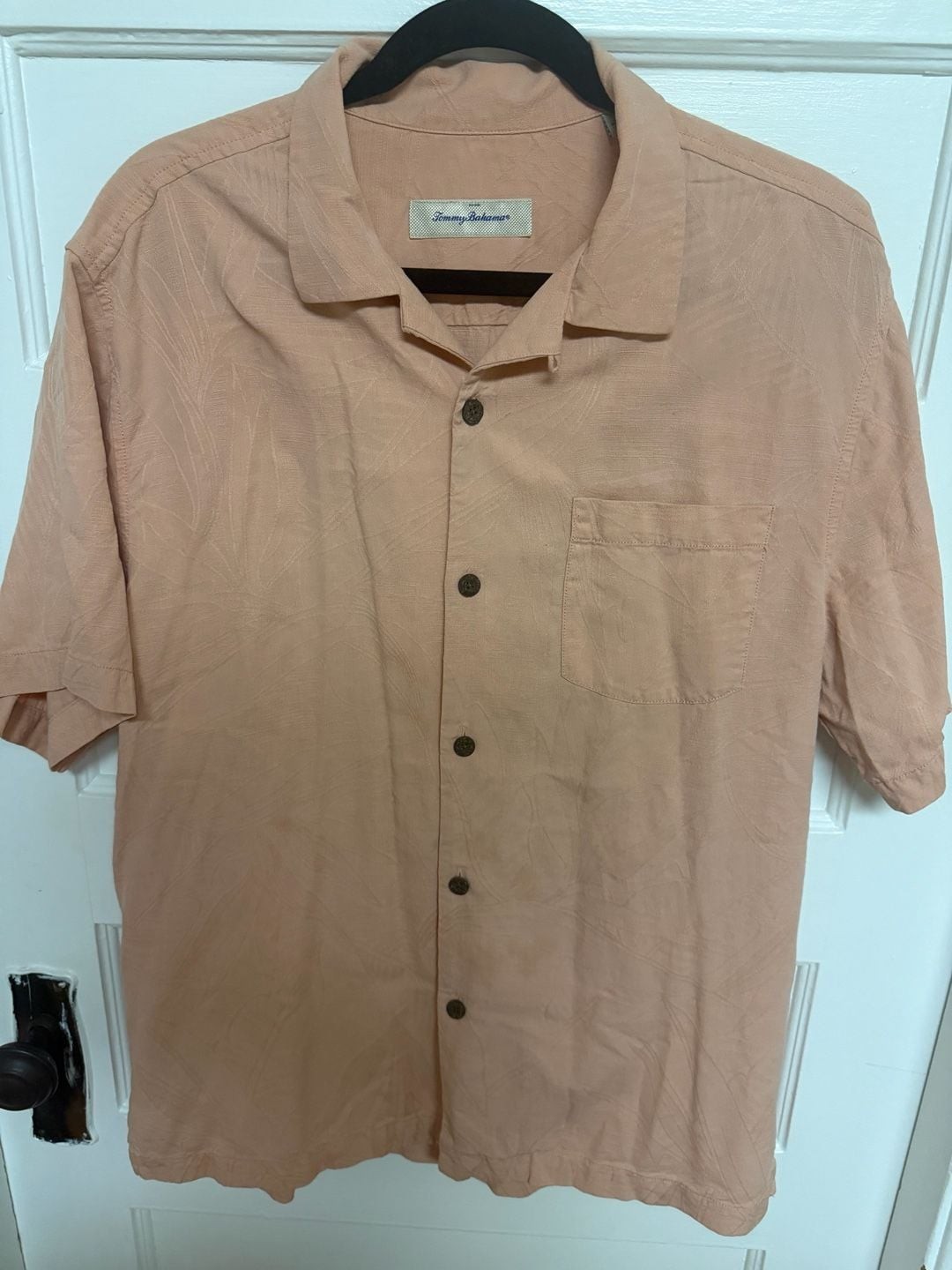 Tommy Bahama 100% Silk Textured Fern Leaf Camp Shirt