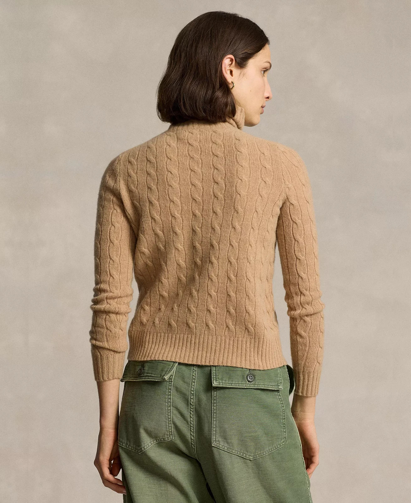 Polo – Women’s Classics 90% Wool 10% Cashmere Turtleneck Sweater, Brown, Large