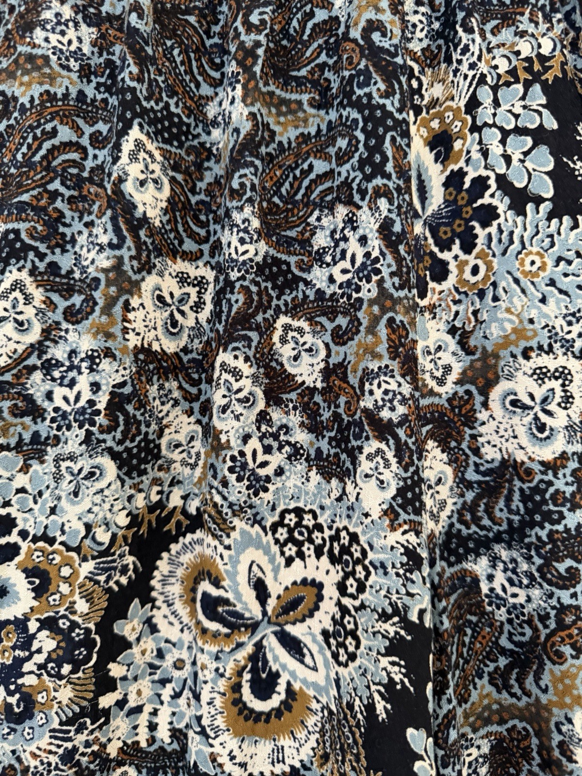 ZARA Black Blue Beige Brown Floral Wide-Leg Pants Elastic Waist Bohemian Women’s