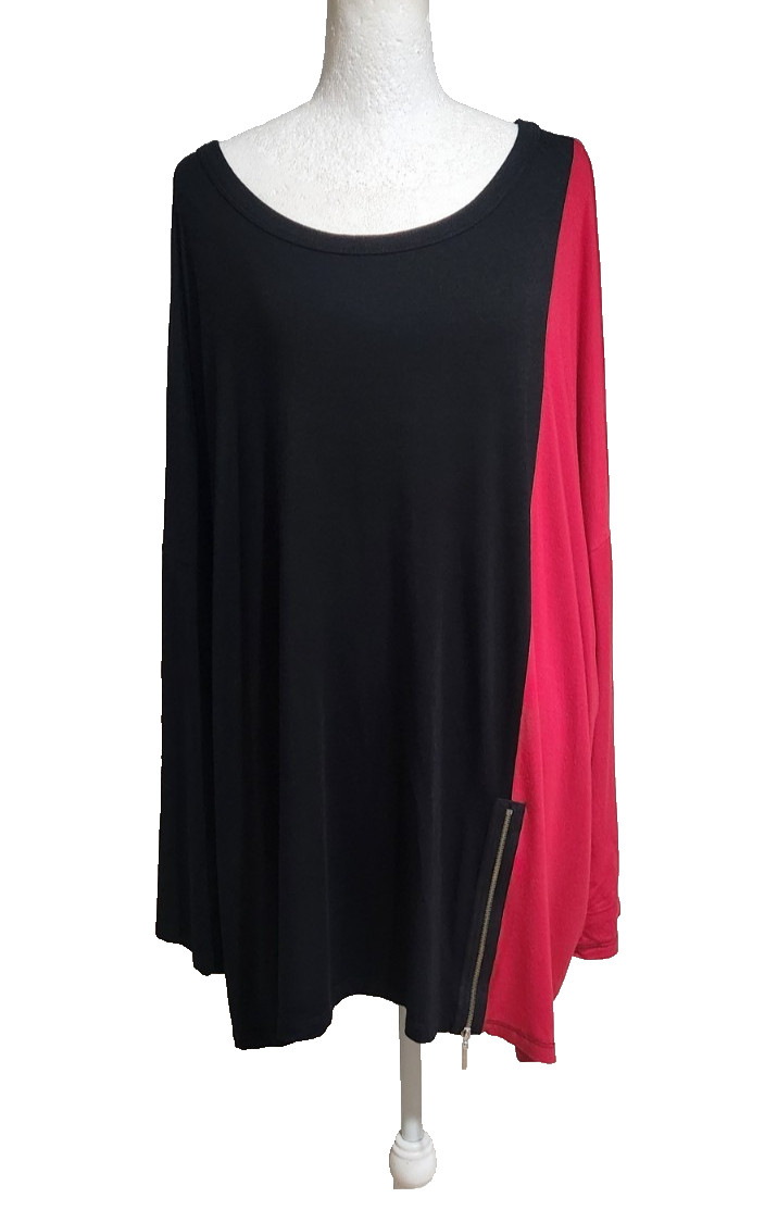 Comfy USA Black & Red Tunic Top Size 3X Modal