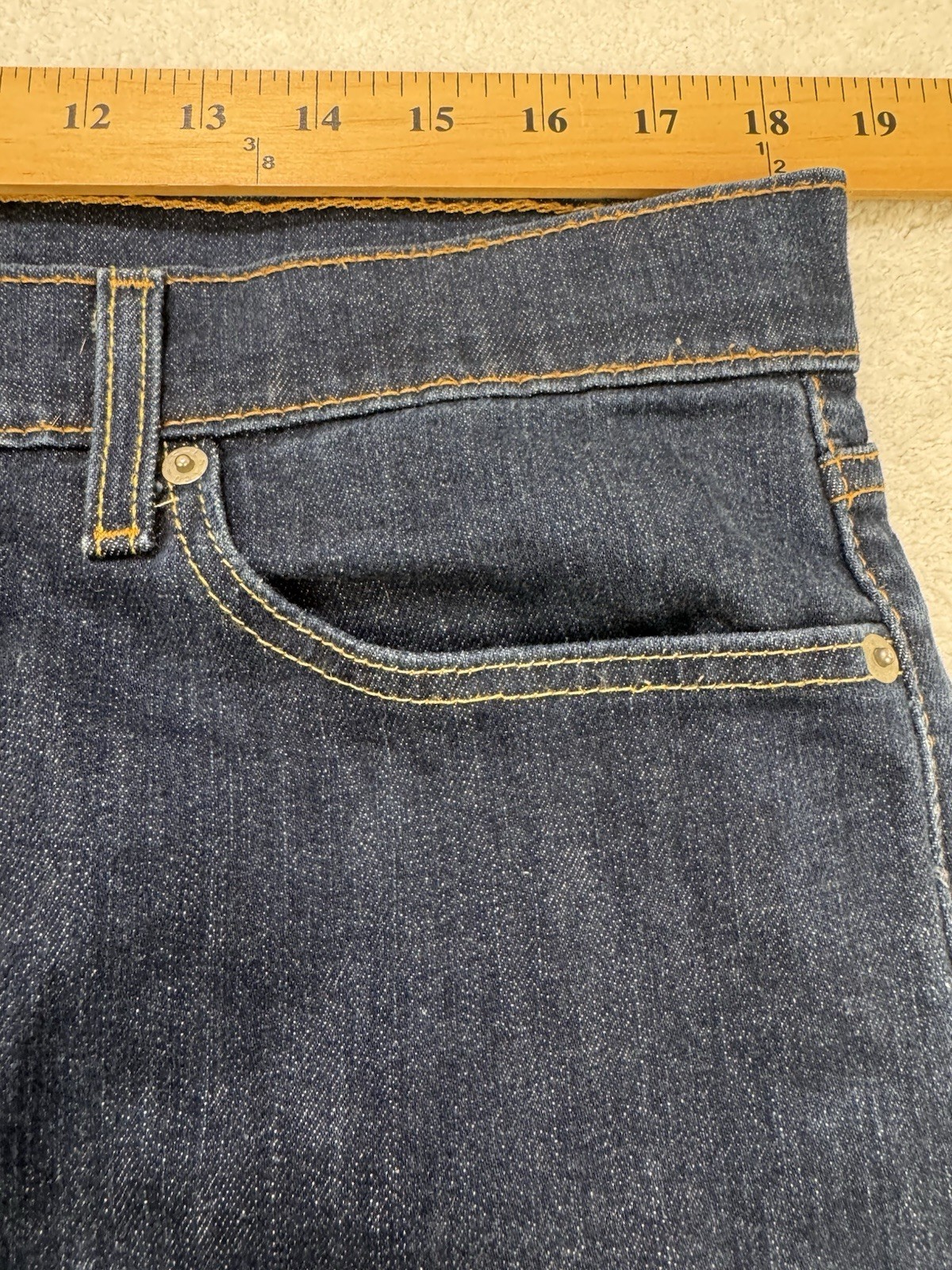 Levis 513 Jeans Men 36×30 Blue Slim Straight Stretch Whisker Distress Denim