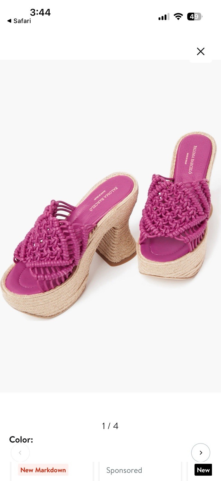 NWOT Paloma Barcelo Fuchsia Woven Platform Sandals