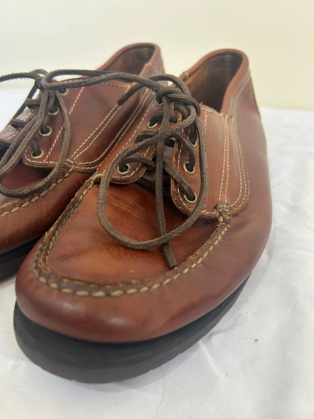 Sebago Genuine Handsewn Mens Brown Leather Moc Toe Oxford Size US 11W EUR 45