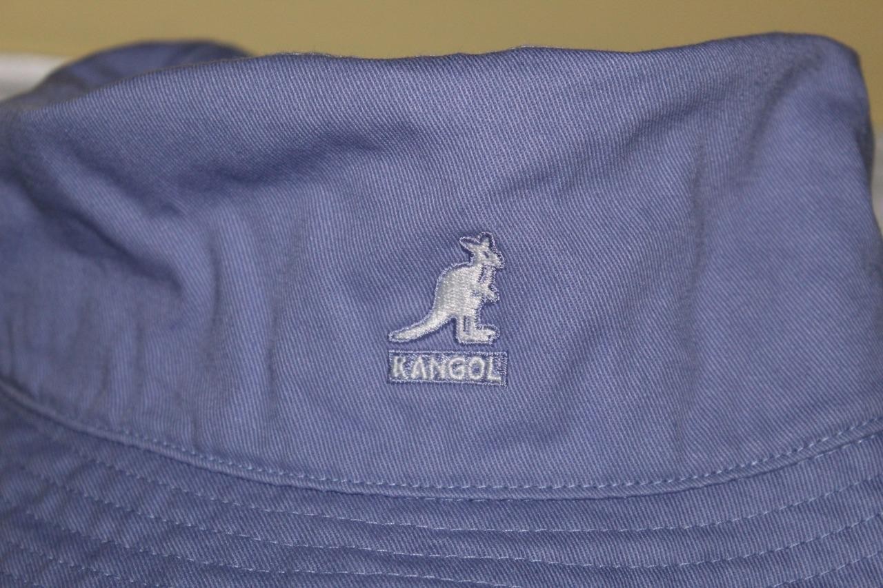 KANGOL Garment Washed Lavender Cotton Bucket Hat Cap Kangaroo Logo MEDIUM *1F