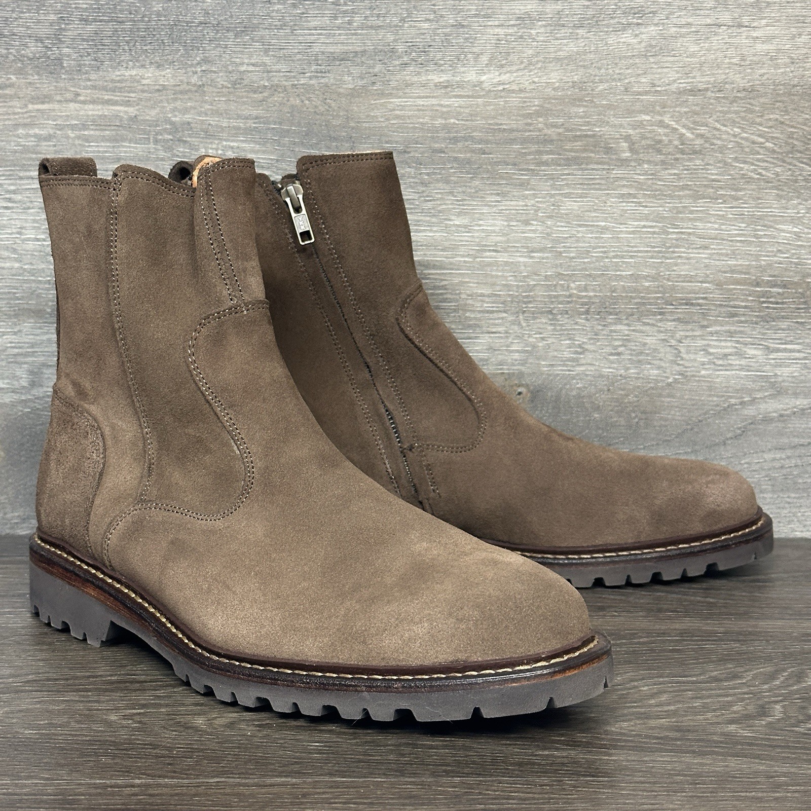 Allen Edmonds Men’s Discovery Moto Boots Sz 10 Suede Side Zip Brown 4929