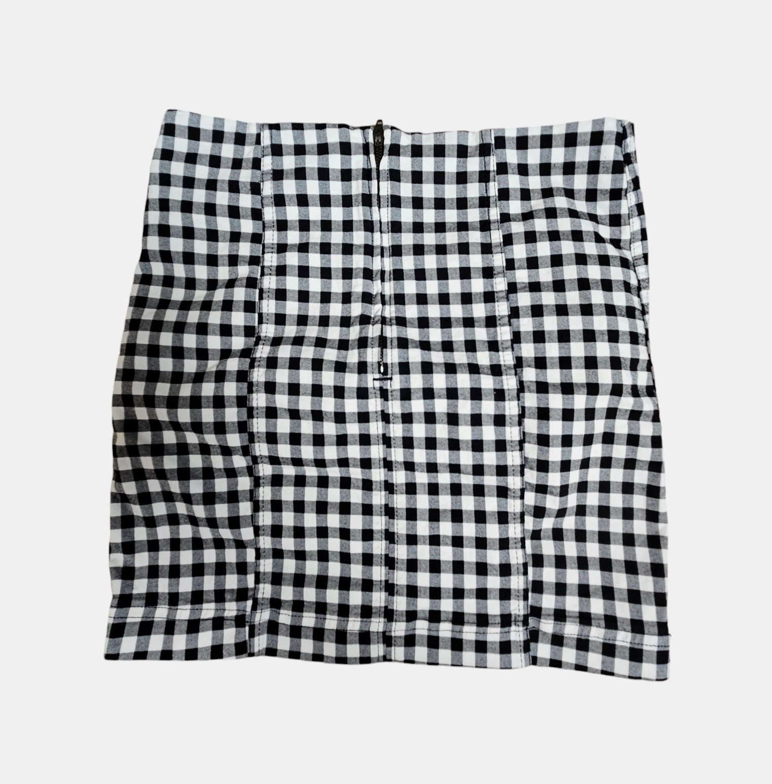 Free People Modern Femme Novelty Black & White Gingham Mini Skirt 6 Cotton Poly