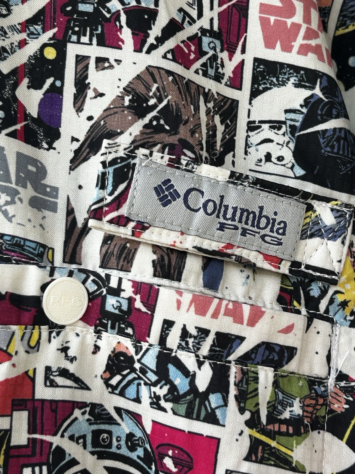 Columbia Mens Star Wars Super Tamiami PFG Short Sleeve Shirt Size M