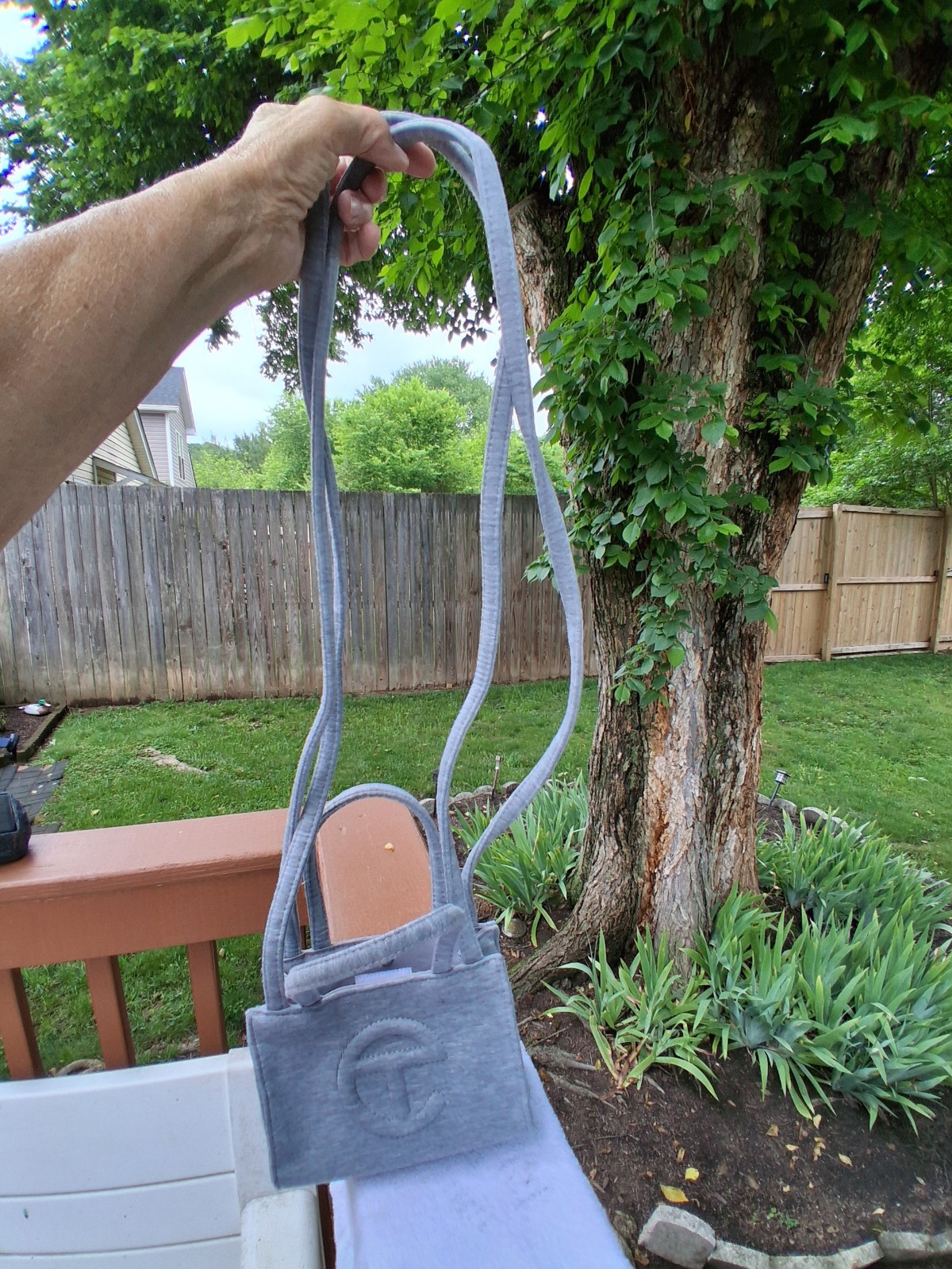 UGG AUSTRALIA X TELFAR GRAY FLEECE SMALL CROSSBODY TOTE HANDBAG HRGY