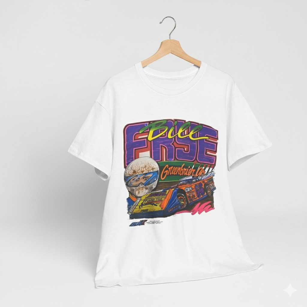 Bill Frye Greenbrier AR Dirt Track Racing Graphic White T-Shirt Mens – T031