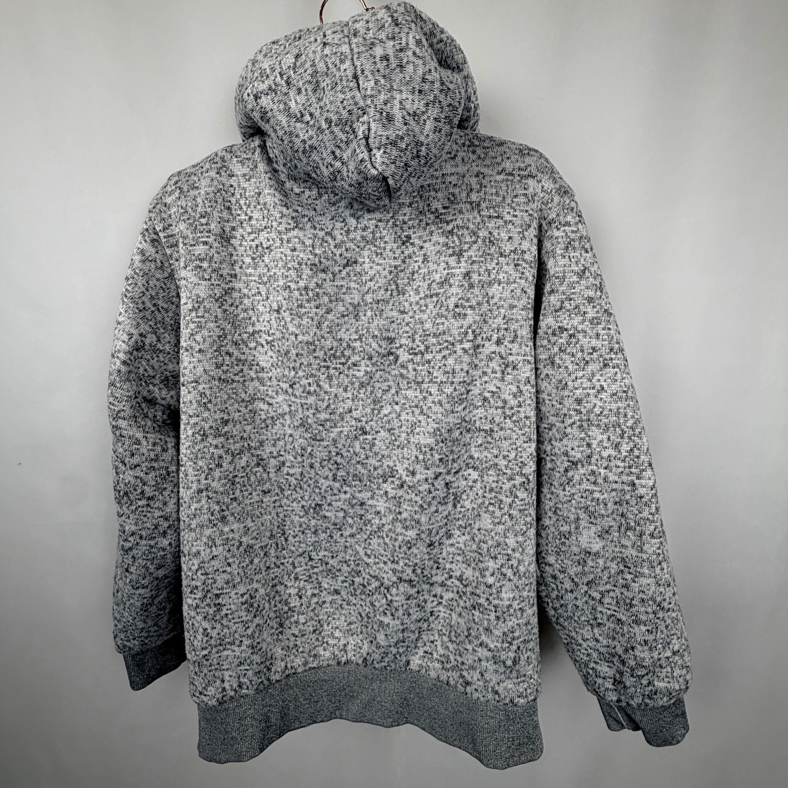 ROX Hand Crafted Sherpa Lined Hoodie Jacket Mens M Full Zip Gray Marled Fleece