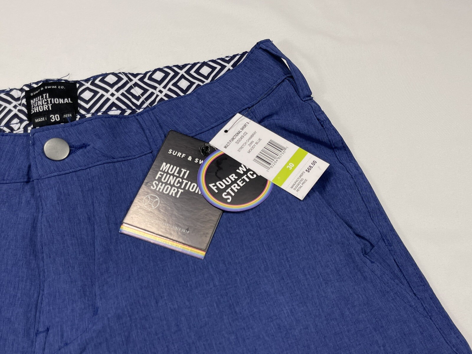 ✅ New ✅Surf And Swim Co Multi Functional Short ✅Moody Blue ✅Mens ✅30 ✅Chambray