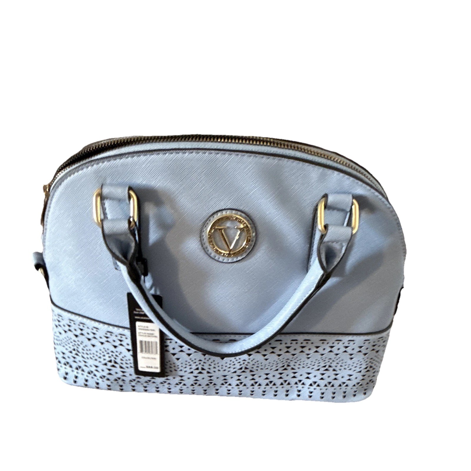 Vera New York Blue Solid Satchel Top Handle Zip Gold Hardware
