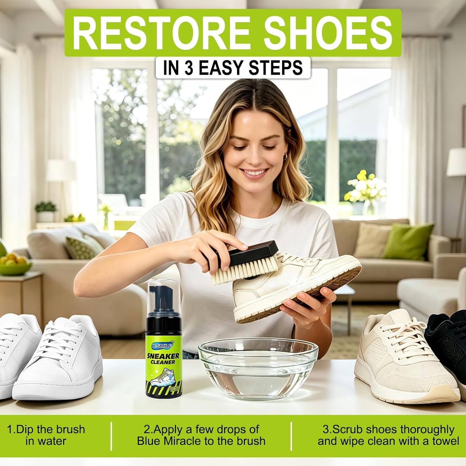 Sneaker Cleaning Kit Premium Foam Shoe Cleaner for White Shoes, PU & Synthetic L