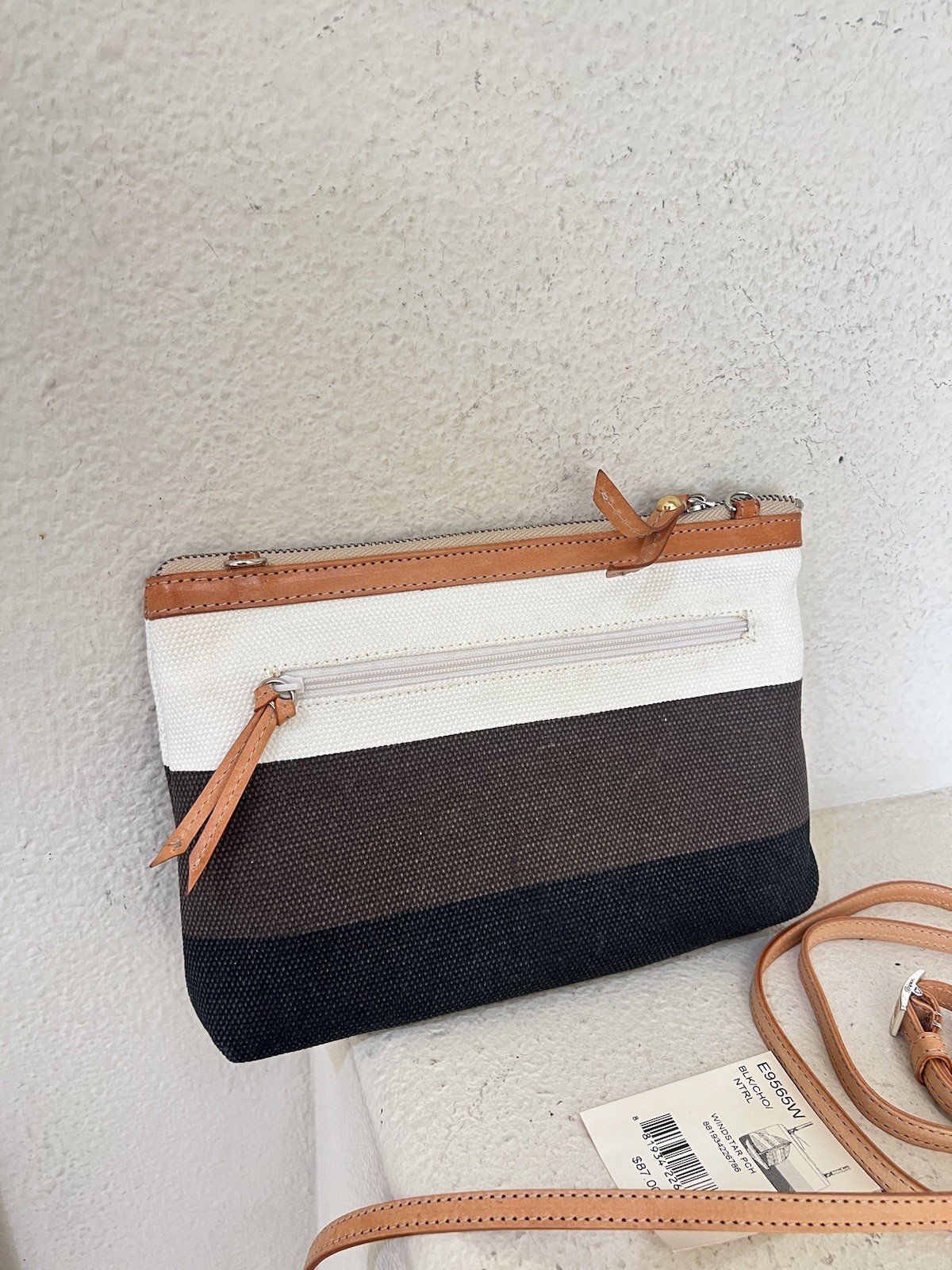 Genuine Brighton Windstar Canvas Cosmetic Bag w/Leather Star Applique E9564W NWT
