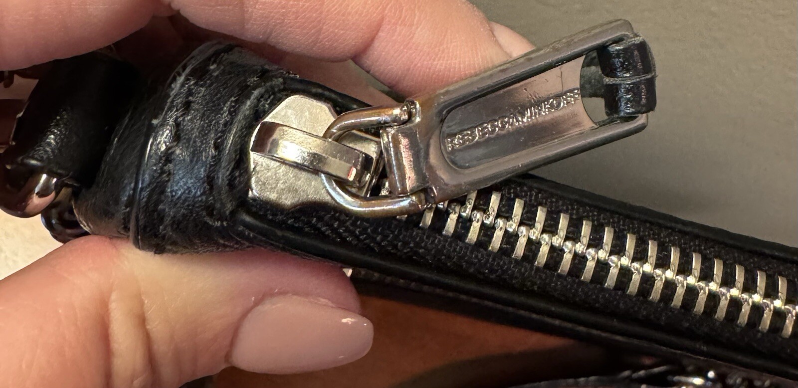Rebecca Minkoff Black Pebbled Leather Triple Zipper Chain Strap Crossbody Bag