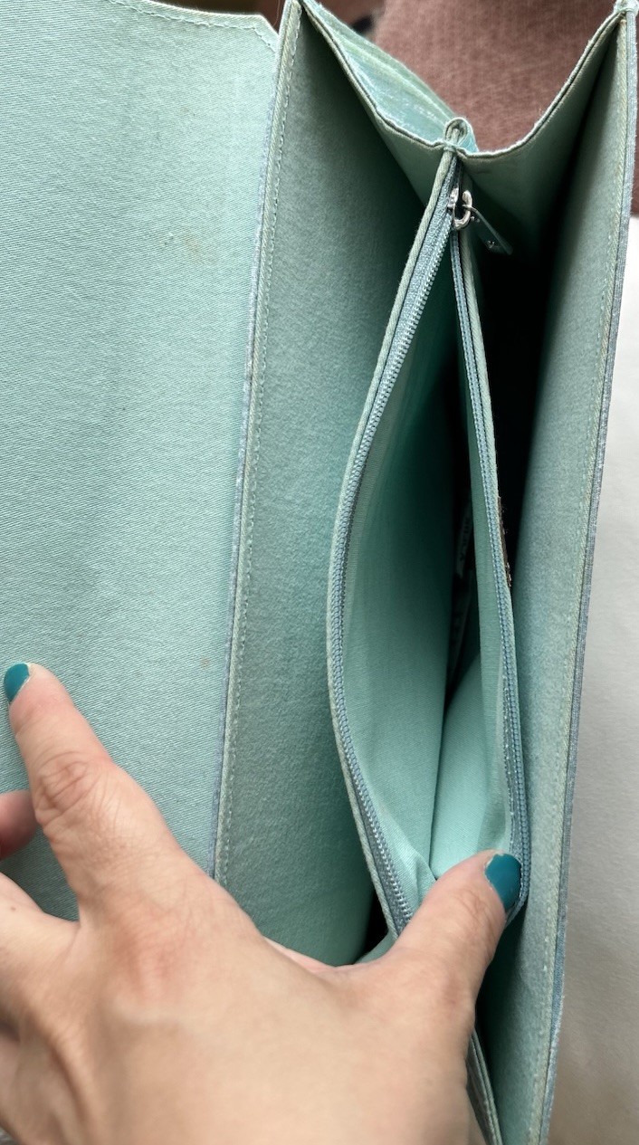 Embroidered Clutch Evening Bag Tiffany Blue Satin Aarong