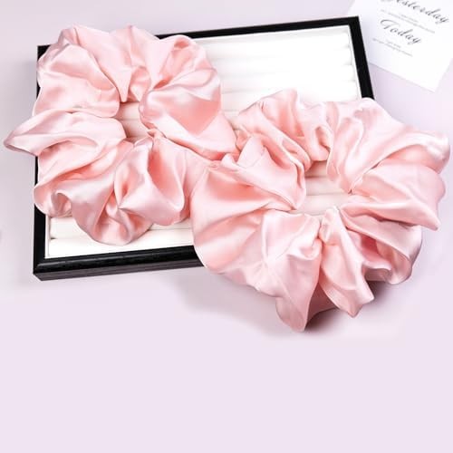 Oversized Satin Scrunchies for Women – 2 Pack Extra Large Hair Ties Accessories,