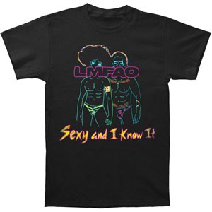 Men’s LMFAO Sexy Sketch Neon T-shirt Large Black
