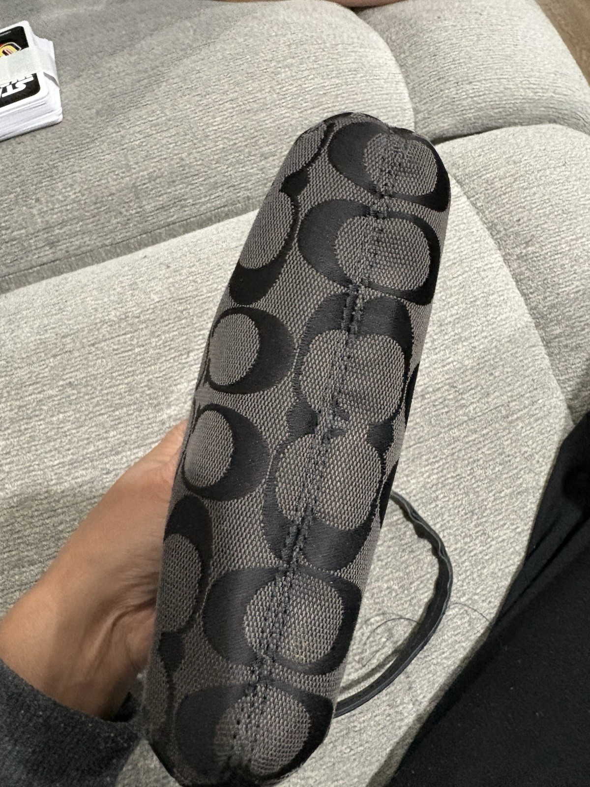 Coach Signature Jacquard Wristlet | Black Charcoal Monogram | Polished Hardware