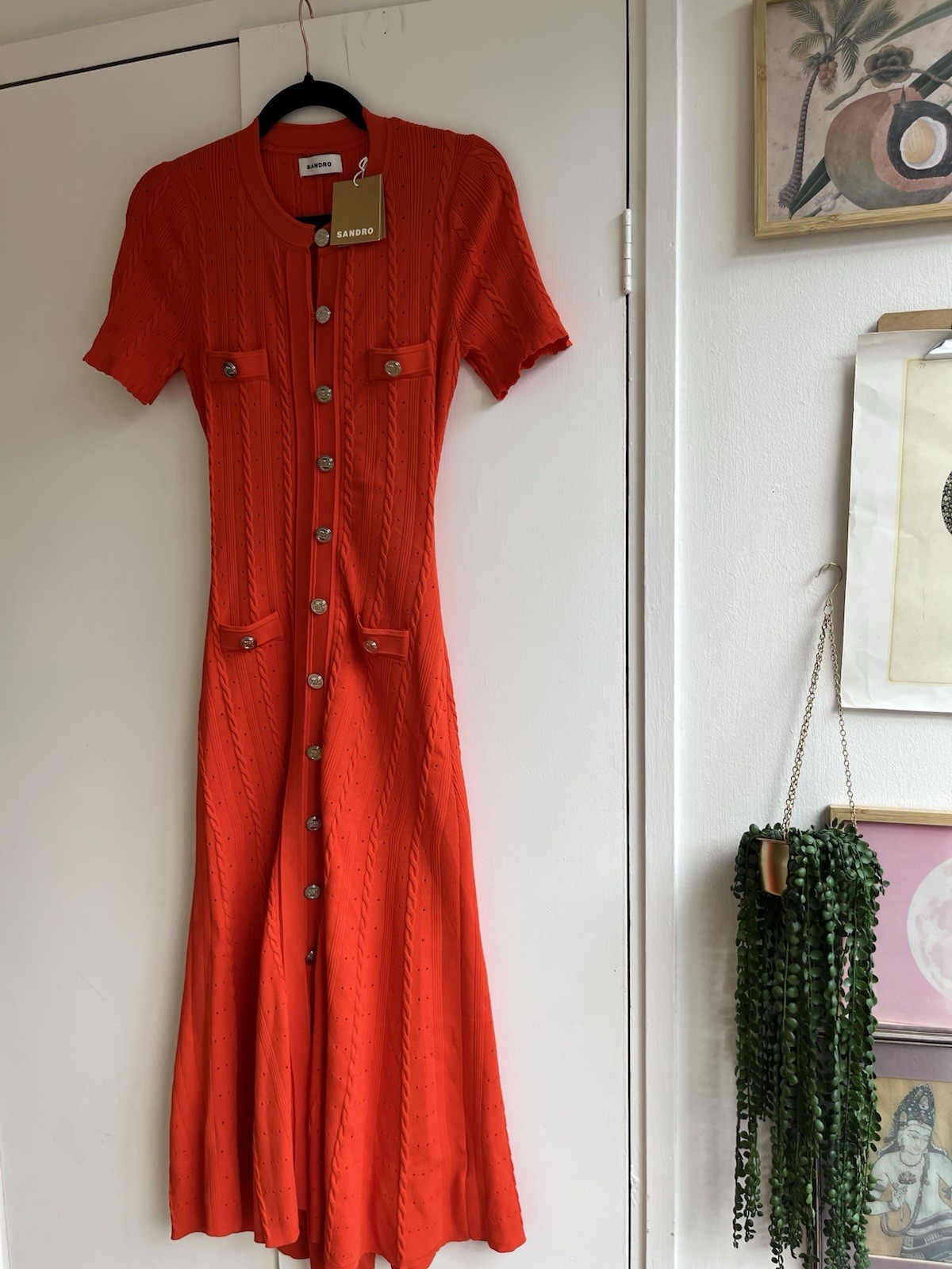Sandro red knitted maxi dress – size 1 NWT