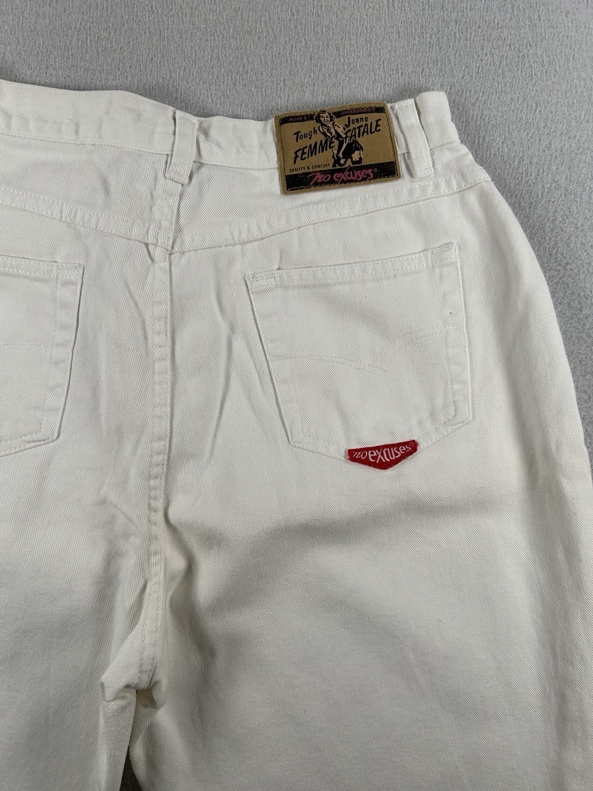 Vintage 90s No Excuses Tough White Denim High Rise Mom Jeans Size 16/17