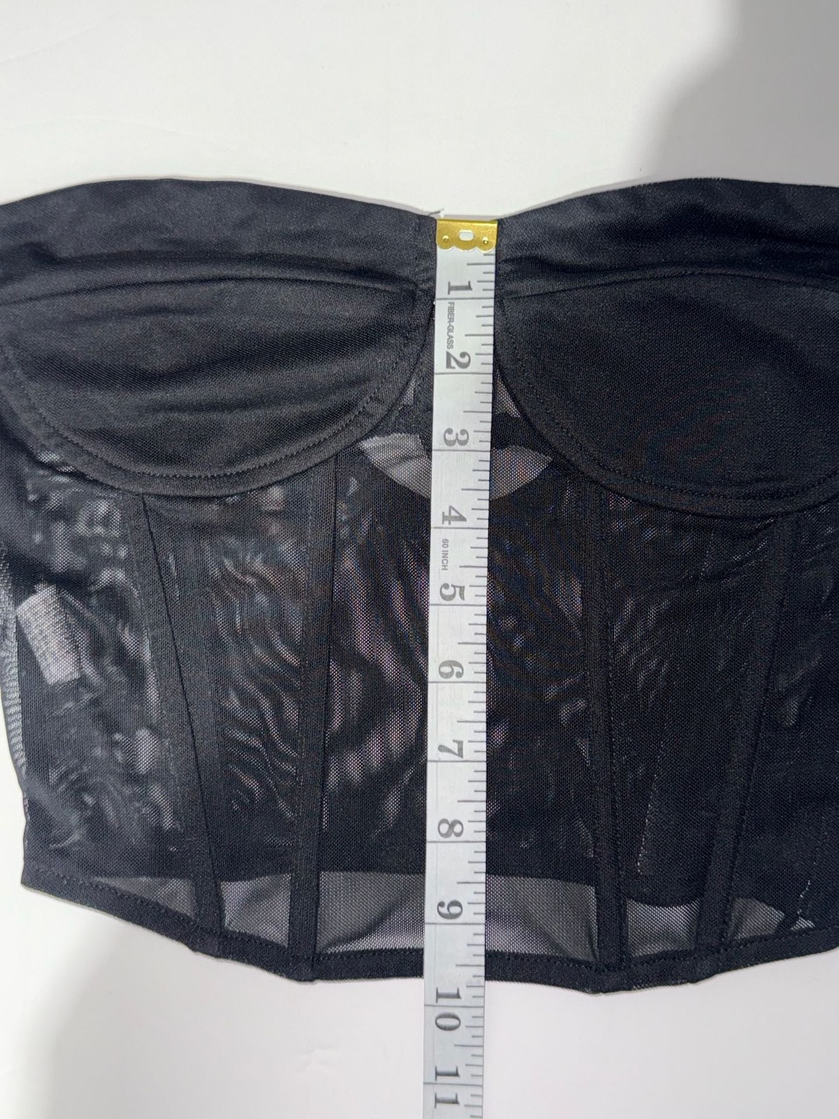 Black Mesh Strapless Corset Top