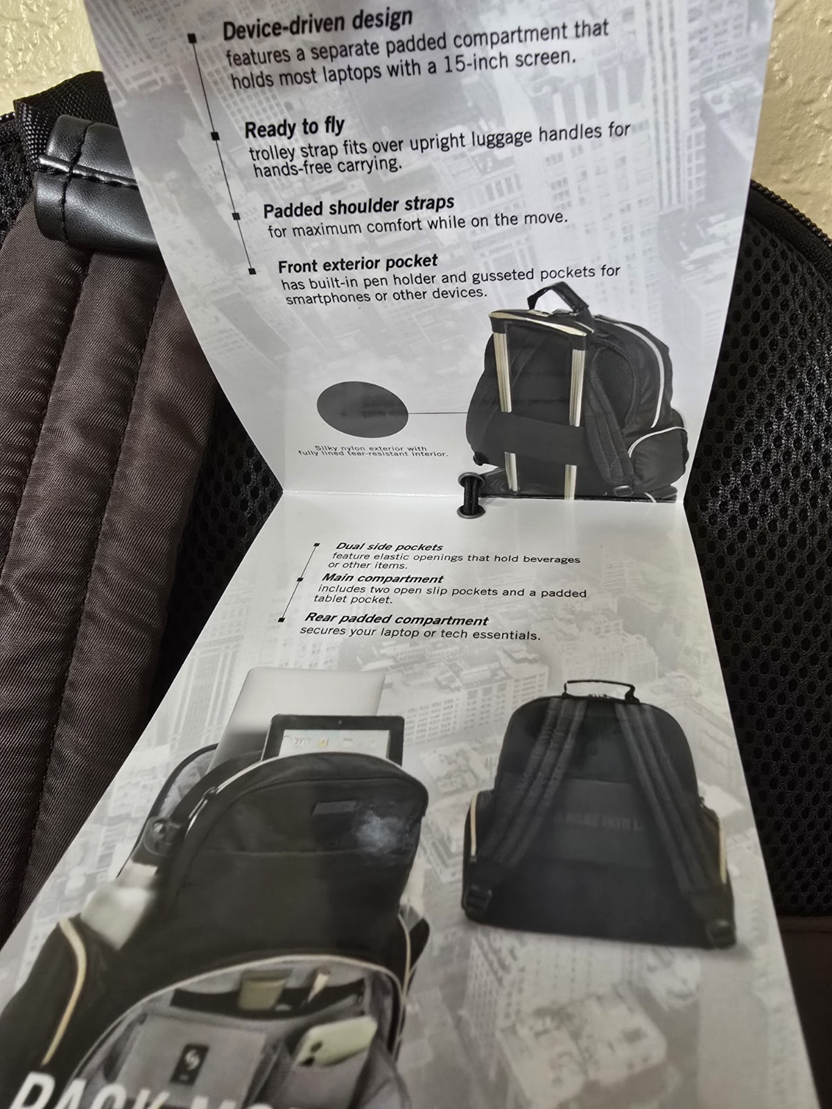 Kenneth Cole Reaction “Sophie”size M Backpack Chocolate Brown, 15″Laptop Sleeve